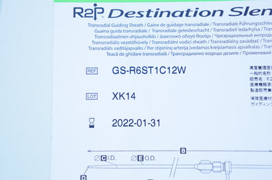 Terumo GS-R6ST1C12W R2P Destination Slender Transradial Guiding Sheath 6Fr.
